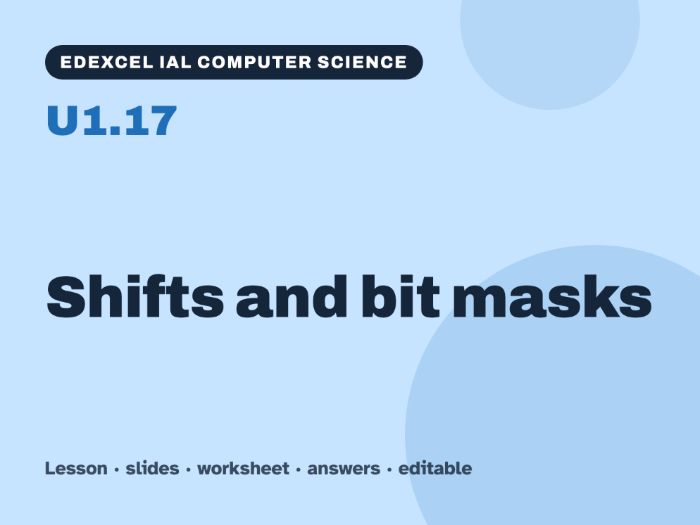 Edexcel IAL Computer Science – U1.17 Shifts and bit masks – Lesson & Worksheet