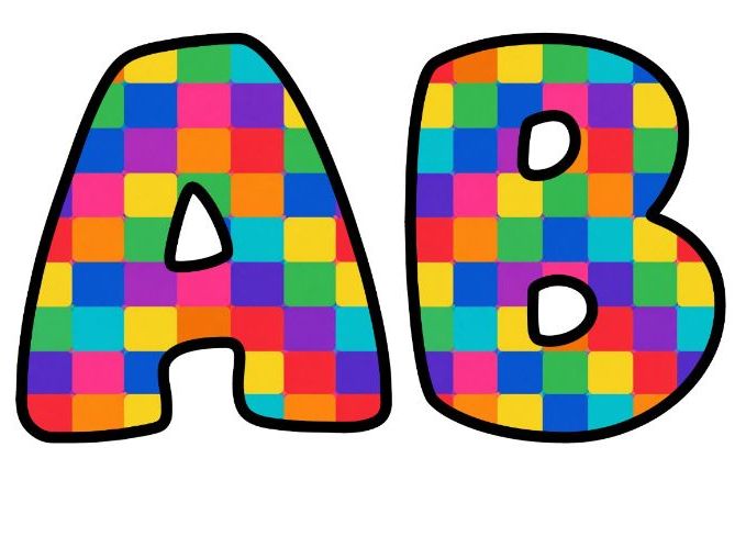Rainbow Checkerboard Squares Bubble Letters | Rainbow Bulletin Board Letters