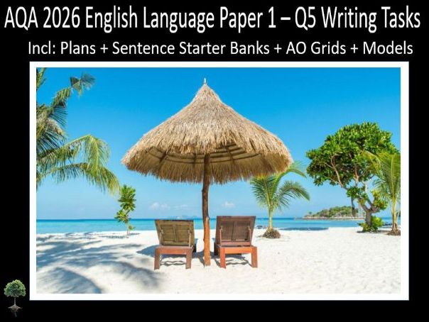Question 5 AQA 2026 GCSE English Language Paper 1 | Plans, Sentence Banks, AO Grids, Models - (Hol)