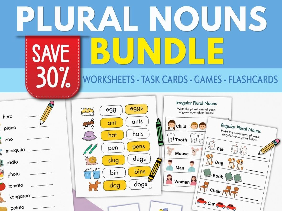 Ultimate Plural Nouns Bundle | ESL Grammar Worksheets, Task Cards & Activities