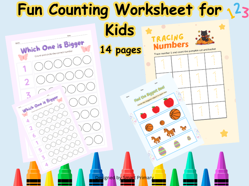 Tracing and Counting Numbers 1–10 Worksheet