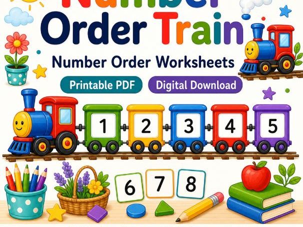 Number Order Train | Number Order Worksheets | Printable PDF | Digital Download