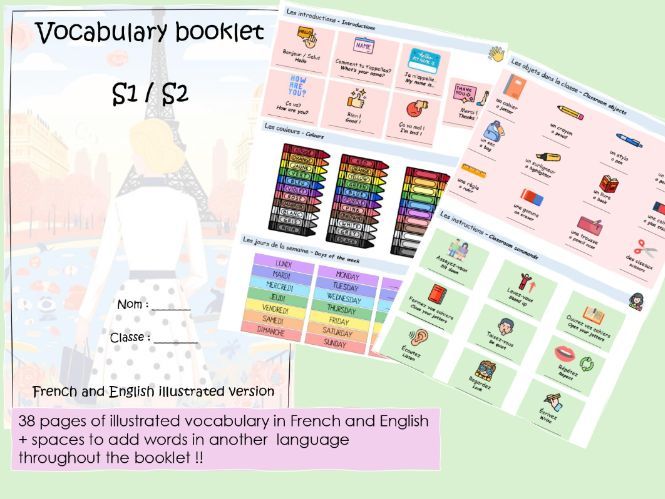 French English and EAL Illustrated Vocab Booklet