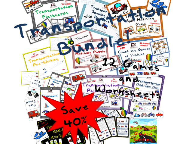 Transportation / Vehicles Theme Complete Bundle | Games & Worksheets