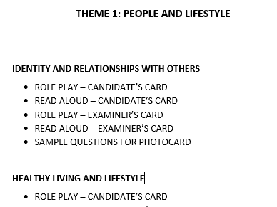 AQA Speaking Assessment Materials - Theme 1