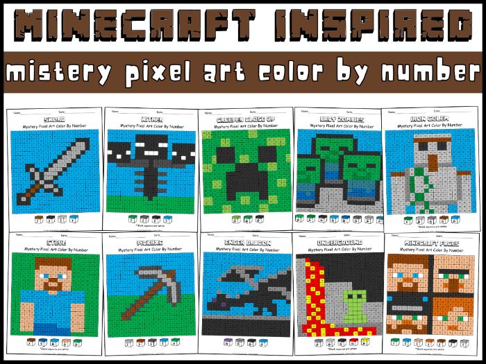 Minecraft Mystery Pixel Art | 46 Color by Number
