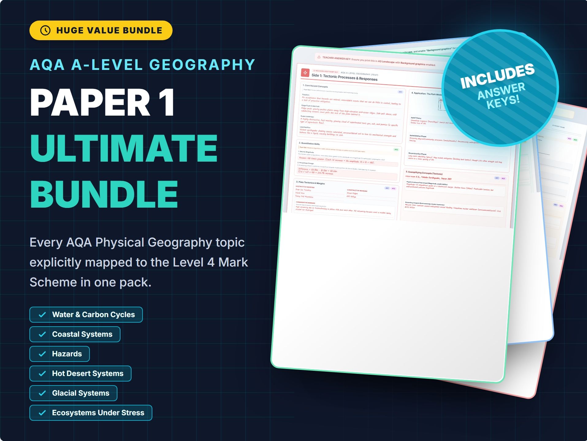 AQA A-Level Geography Paper 1 Exam skills mats