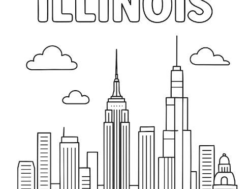 Chicago Illinois Colouring Page