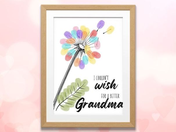 Grandparents Day Grandma Fingerprint Flower Craft | Printable Keepsake