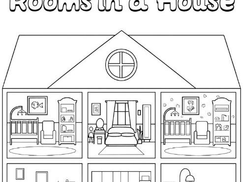 Rooms in a House/Parts of a House Colouring sheet