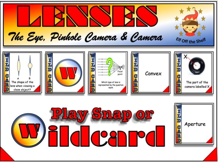 Light - Lenses, the Eye, Pinhole Camera and Camera - Wildcard and Snap Card Games