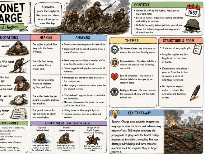 GCSE Power and Conflict Poetry Knowledge Organiser – Bayonet Charge