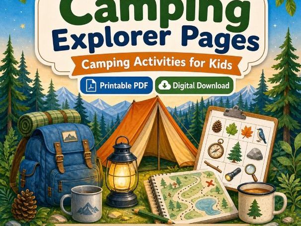Camping Explorer Pages | Camping Activities for Kids | Printable PDF | Digital Download
