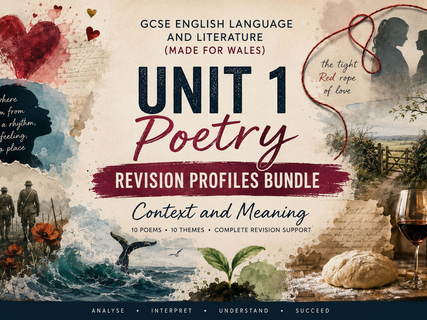 GCSE Unit 1 Poetry Revision One Page Profiles Bundle – Context and Meaning (WJEC Made for Wales)