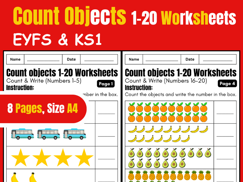 Counting 1–20 Worksheets | Count and Write & Count and Circle