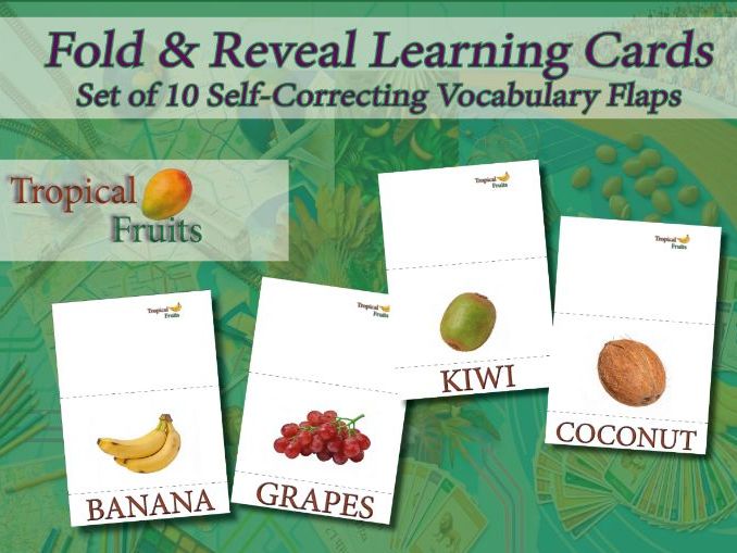 10 Flash Cards. Tropical fruits