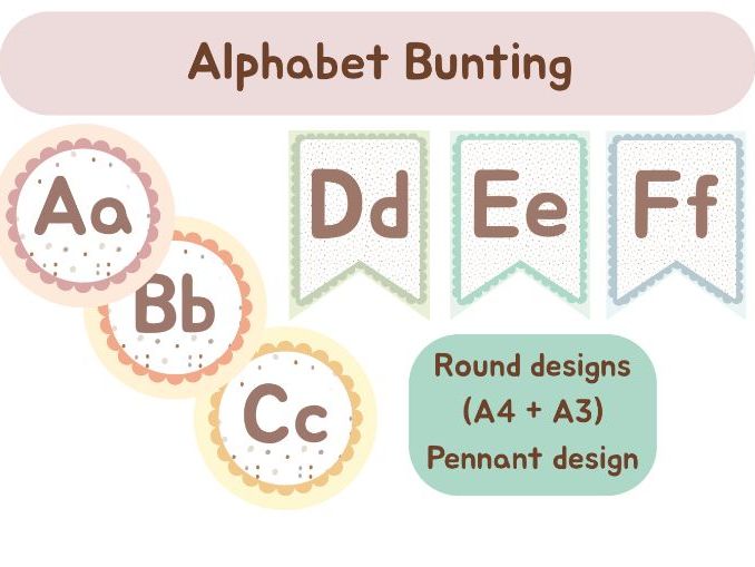 Pastel Alphabet Bunting | Round and Pennant