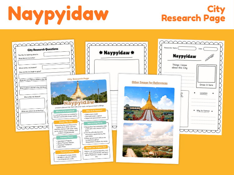Naypyidaw City Research Project | Myanmar Capital City Worksheets