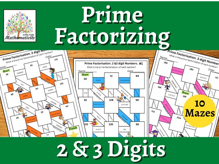 Prime Factorisation Mazes (2 & 3 Digit Numbers) | Differentiated Levels