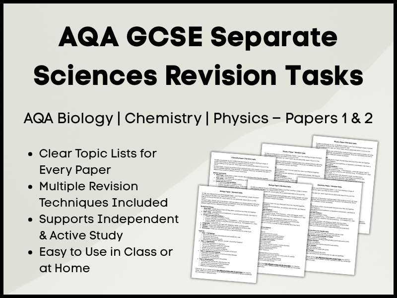 GCSE Separate Sciences Revision Task Sheets
