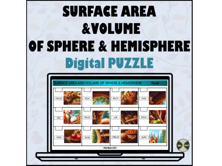 Surface Area and Volume of Sphere and Hemisphere - Puzzle