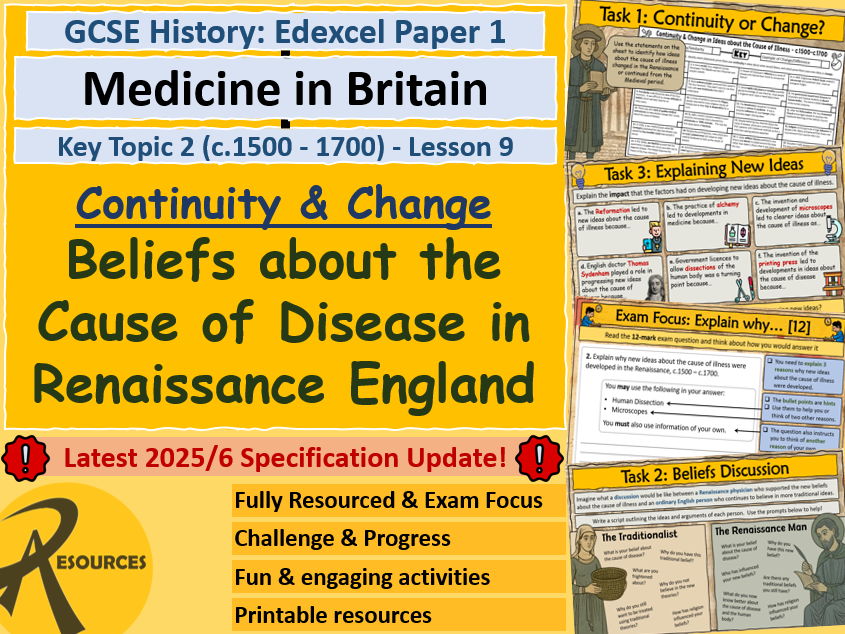 Beliefs about the Causes of Disease Renaissance - Medicine in Britain - GCSE History - Lesson 9