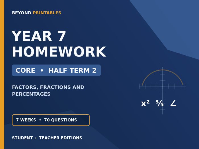 Year 7 Maths Homework | Core | Half Term 2 | Student & Teacher Booklets