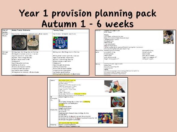 Year 1 continuous Provision plan- suggested ideas- Autumn 1- 6 weeks.
