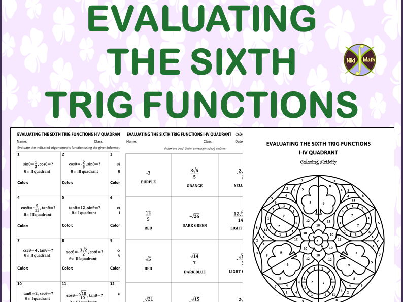 Evaluating the Sixth Trigonometric Functions - Coloring Activity/Color by Code