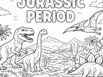 The Jurassic Period Dinosaur Colouring Page