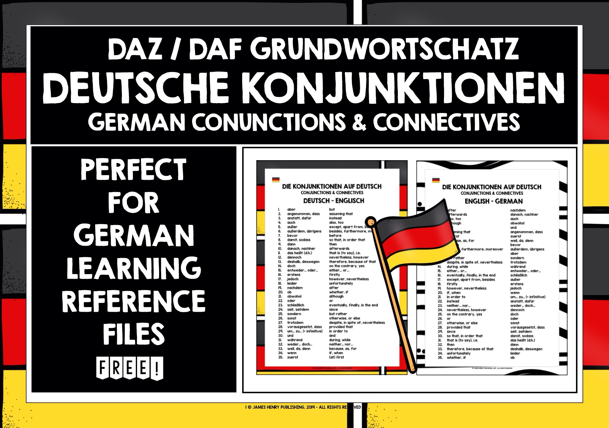 GERMAN CONJUNCTIONS & CONNECTIVES FREEBIE Teaching Resources