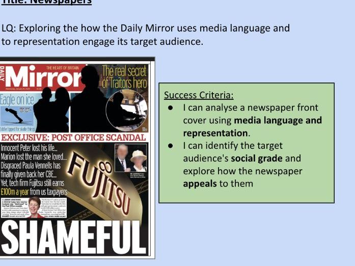 Daily mirror lesson AQA GCSE