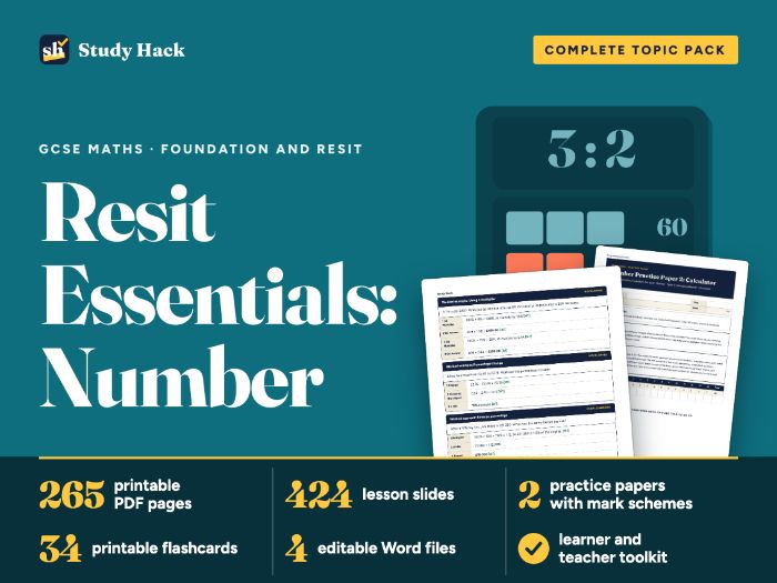 GCSE Maths Number (Foundation and Resit): AQA-style workbook, practice papers and lessons