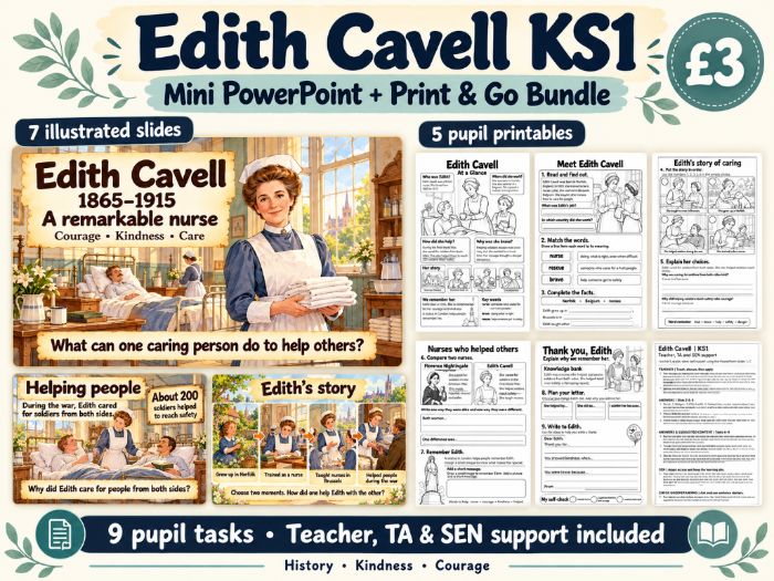 Edith Cavell KS1 Mini PPT + Print Bundle