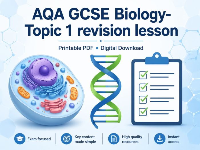 AQA GCSE Biology Topic 1 Revision Lesson | Cell Biology Complete Printable Worksheets & Exam Practic