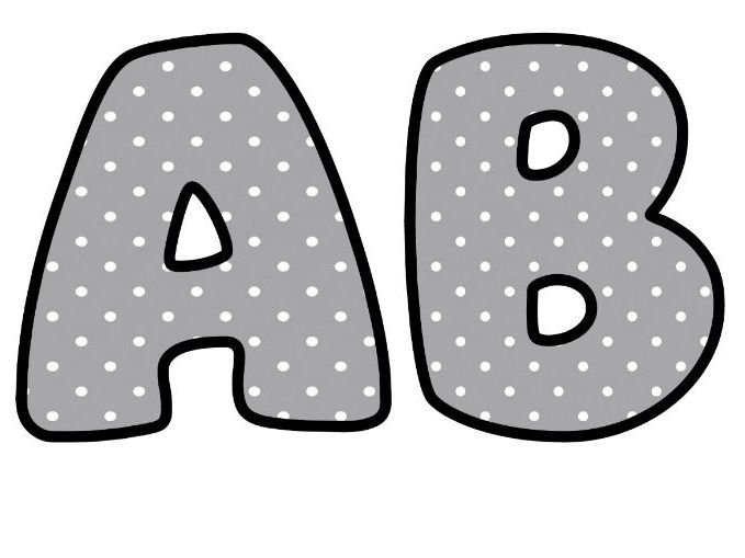 Grey Polkadot Bubble Letters | Polka Dot Bulletin Board Letters | Printable Alphabet A-Z and 0-9
