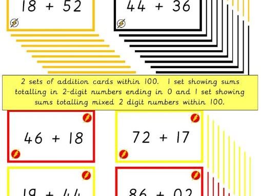 Flash Addition Within 100 Cards Teaching Resources