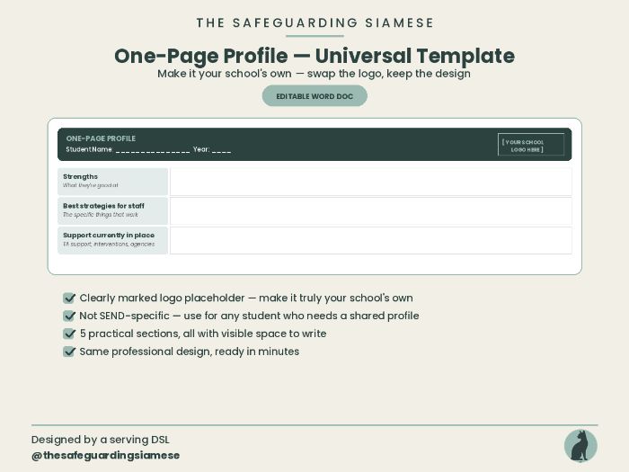 One-Page Profile | Universal, Rebrandable Student Profile Template (Editable Word)