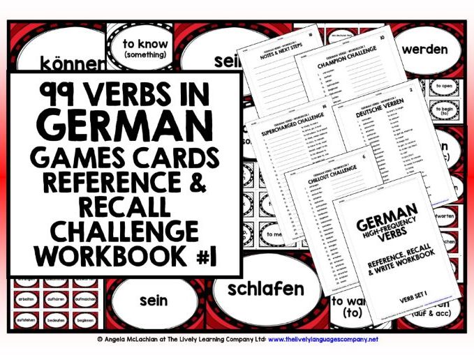 GERMAN VERBS CARDS &amp; WORKBOOK 1 by LivelyLearning - Teaching Resources ...