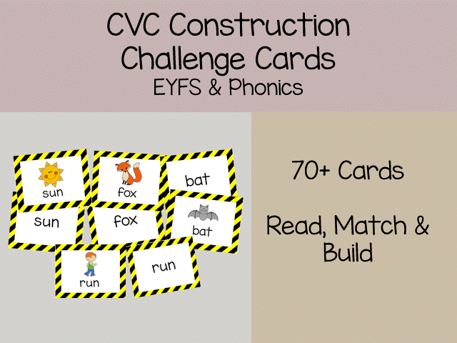 CVC Word Construction Challenge Cards - Phonics & EYFS