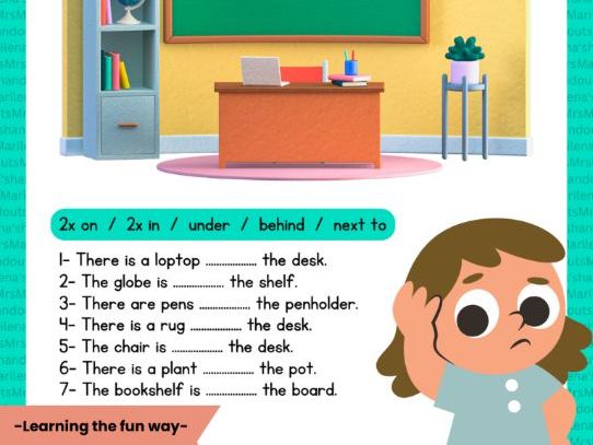 Free Prepositions of Place Worksheet | Back to School Activity Pack Sample