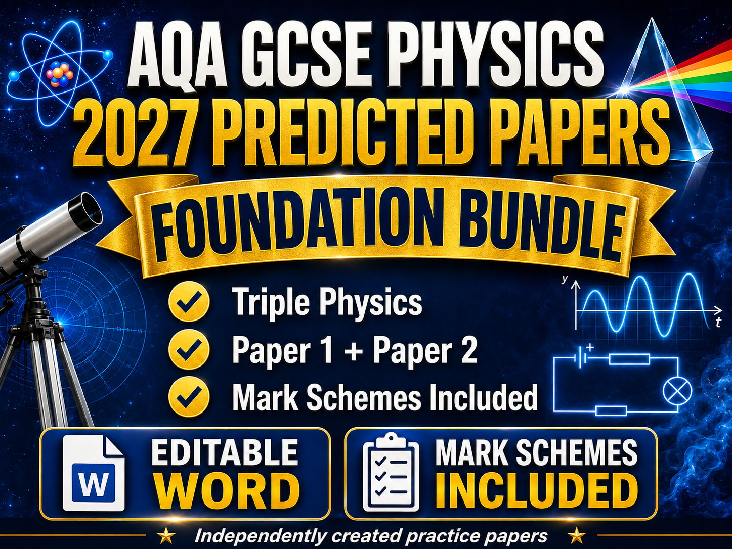 AQA GCSE Physics Foundation 2027 Predicted Papers Bundle