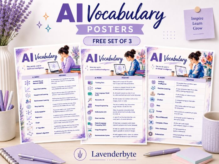 Artificial Intelligence Vocabulary Posters | Free AI Keywords Display Set