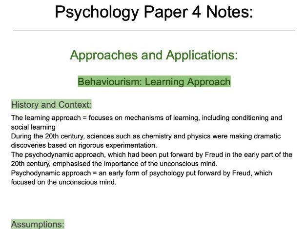 A-Level Oxford AQA Psychology Paper 4 course notes booklet