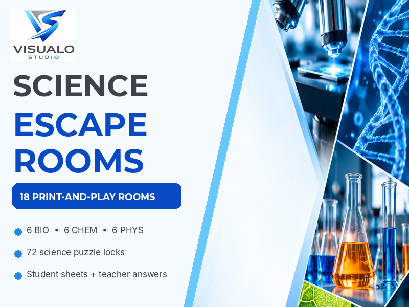 Science Escape Room Collection | 18 Complete Biology, Chemistry & Physics Missions