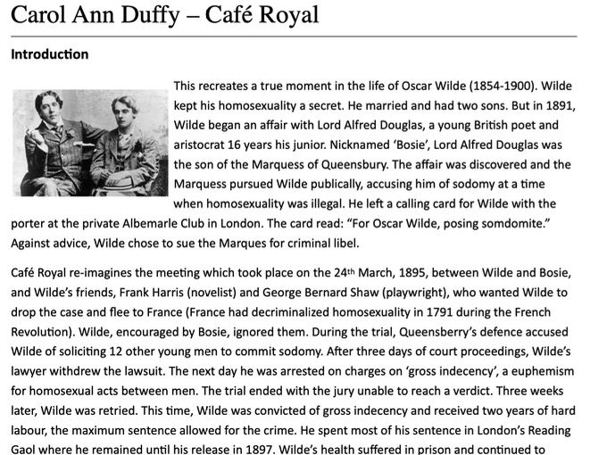 Carol Ann Duffy - Poetry Commentary