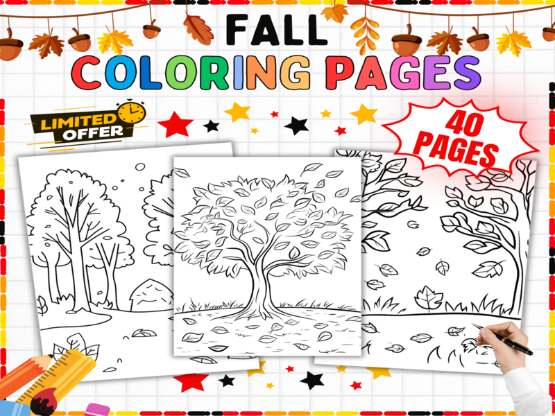 Autumn Colouring Pages - Fall Leaves and Trees Colouring Sheets | Seasonal Activities for Children