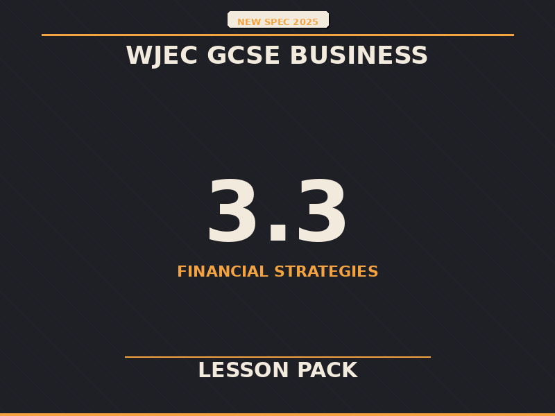 NEW SPEC 2025 WJEC GCSE Business – 3.3 Financial Strategies – LESSON PACK