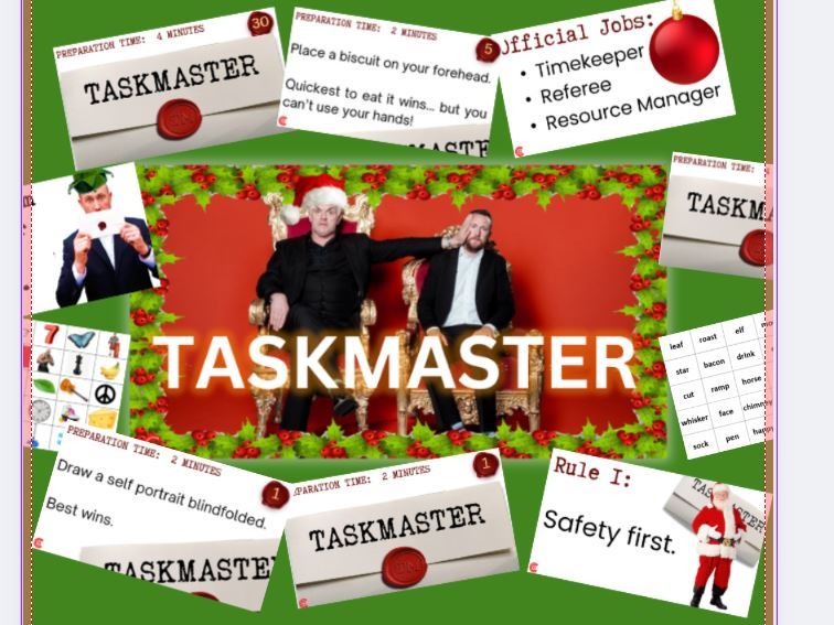 Christmas Taskmaster Challenge – 30 No-Prep Classroom Games (KS2–KS4) | Fun End-of-Term Christmas Ac