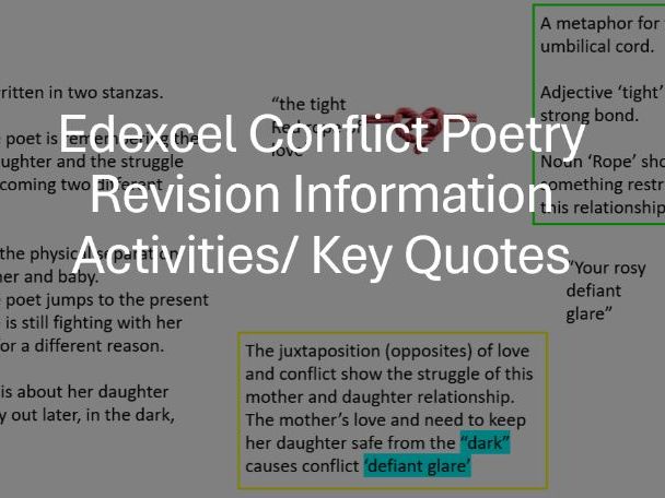 Edexcel Conflict Poetry Revision Info and Activities